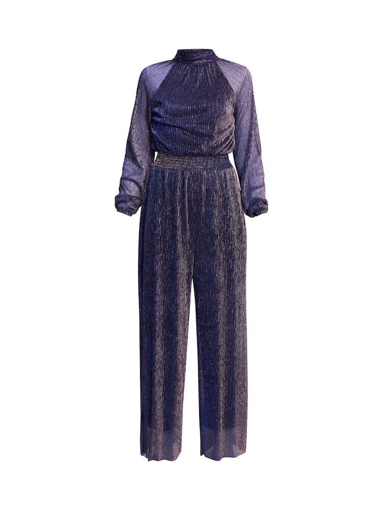 Gina Bacconi Purple Kylie Metallic Knit Jumpsuit - Image 6 of 6