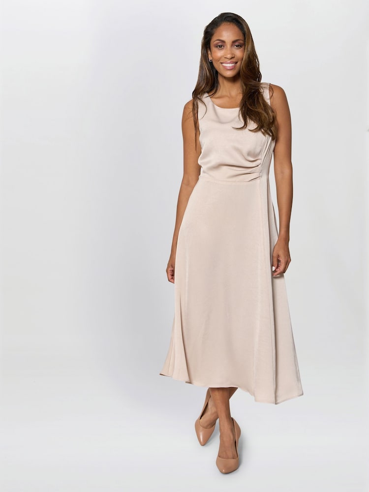Gina Bacconi Cream Sandy Sleeveless Midi Dress - Image 2 of 7 Gina Bacconi Cream Sandy Sleeveless Midi Dress - Image 2 of 7
