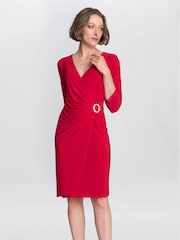 Gina Bacconi Red Tilda Jersey Dress With Embellished Buckle - Image 1 of 5
