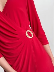Gina Bacconi Red Tilda Jersey Dress With Embellished Buckle - Image 4 of 5