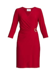 Gina Bacconi Red Tilda Jersey Dress With Embellished Buckle - Image 5 of 5