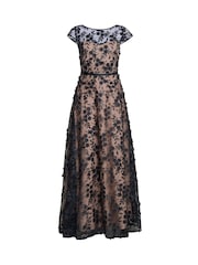 Gina Bacconi Keira 3D Flower Maxi Nude Dress - Slika 7 iz 7