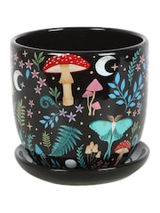 Something Different Dark Forest Print Ceramic Plant Pot with Saucer - صورة 2 من 4