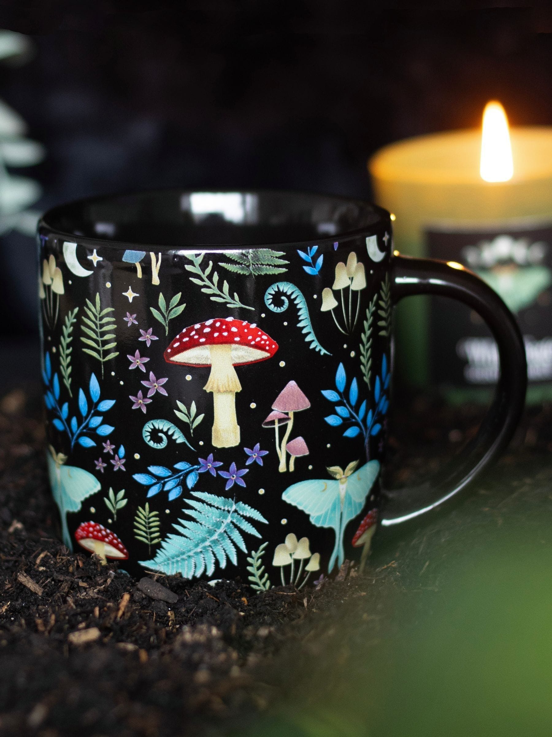 Something Different Unisex Black Dark Forest Print Mug - Image 1