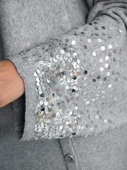 Gina Bacconi Grey Vanna Sequin Cuff Jumper - Image 6 of 7