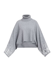 Gina Bacconi Grey Vanna Sequin Cuff Jumper - Image 7 of 7