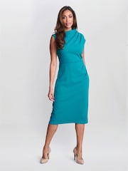 Gina Bacconi Blue Margaret Sleek Midi Dress - Image 3 of 6