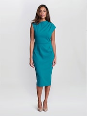 Gina Bacconi Blue Margaret Sleek Midi Dress - Image 4 of 6