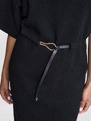 Gina Bacconi Alaura Belted Knit Midi Black Dress - Image 5 of 6