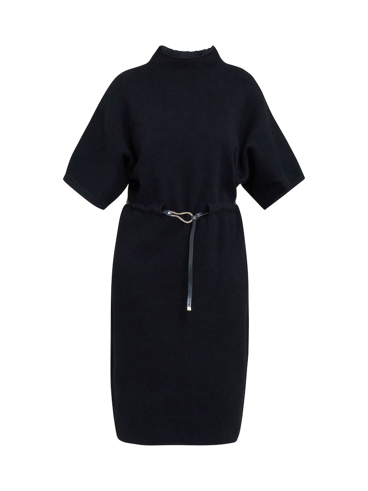 Gina Bacconi Alaura Belted Knit Midi Black Dress - Image 6 of 6