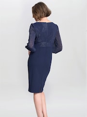 Gina Bacconi Blue Britney Metallic Pleated Bodic Dress - Bild 2 von 5