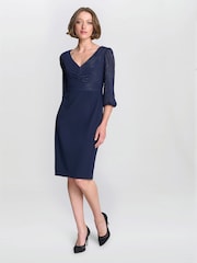 Gina Bacconi Blue Britney Metallic Pleated Bodic Dress - Bild 3 von 5