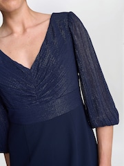 Gina Bacconi Blue Britney Metallic Pleated Bodic Dress - Bild 4 von 5