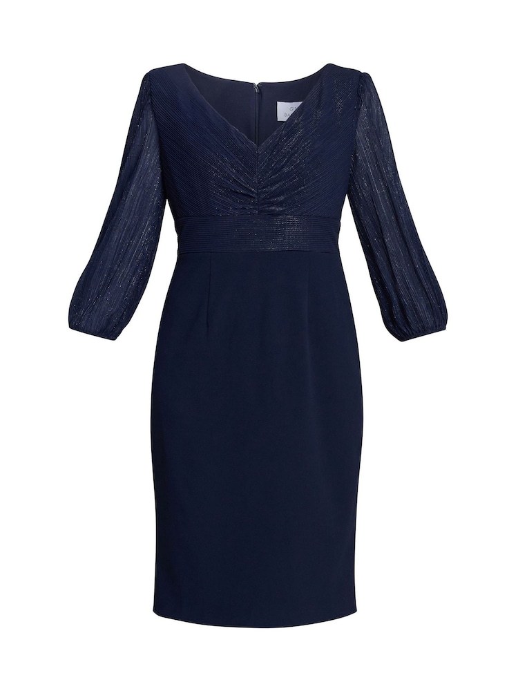 Gina Bacconi Blue Britney Metallic Pleated Bodic Dress - Bild 5 von 5