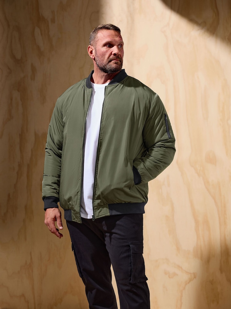 BadRhino Big & Tall Green Zip Bomber Jacket - Image 1 of 2 BadRhino Big & Tall Green Zip Bomber Jacket - Image 1 of 2