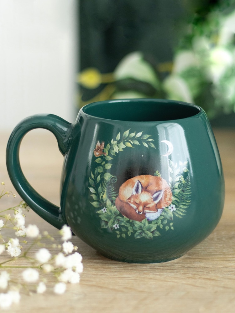 Something Different Green Sleeping Fox Rounded Mug - Image 1 of 4
