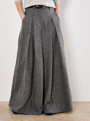 Apricot Grey Inverted Pleat Wide Tailored Trousers - Image 1 of 3
