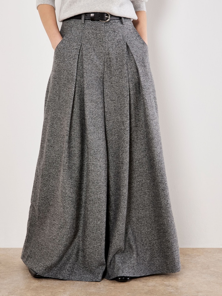 Apricot Grey Inverted Pleat Wide Tailored Trousers - Image 1 of 3