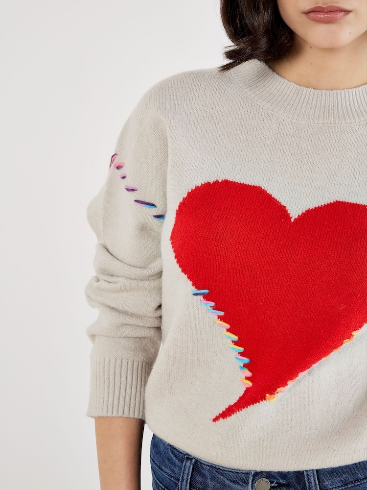 Apricot Natural Big Heart & Neon Whipstitch Jumper - Image 4 of 4 Apricot Natural Big Heart & Neon Whipstitch Jumper - Image 4 of 4