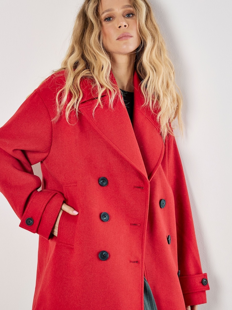 Apricot Red Tailored Big Lapel Oversize Coat - Image 5 of 5 Apricot Red Tailored Big Lapel Oversize Coat - Image 5 of 5