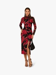 Adrianna By Adrianna Papell Mockneck Ruched Maxi Black Dress - Image 3 of 6