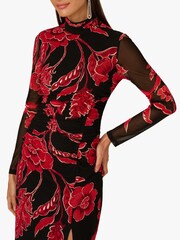Adrianna By Adrianna Papell Mockneck Ruched Maxi Black Dress - Image 4 of 6