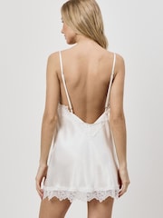 Aruelle Cream Isabeau Bridal Inspired Indulgent Satin Nightdress With Lace Trim - Image 3 of 4