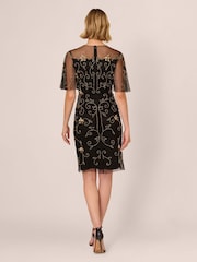 Adrianna Papell Studio Beaded Illusion Neck Black Dress - Slika 2 iz 6