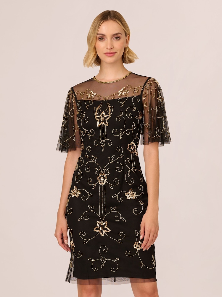Buy Adrianna Papell Black Studio Beaded Illusion Neck Dress from Next  Luxembourg