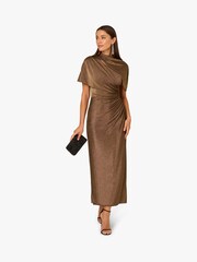 Adrianna Papell Gold Adrianna By Gold Metallic Knit Long Dress - Image 3 of 6