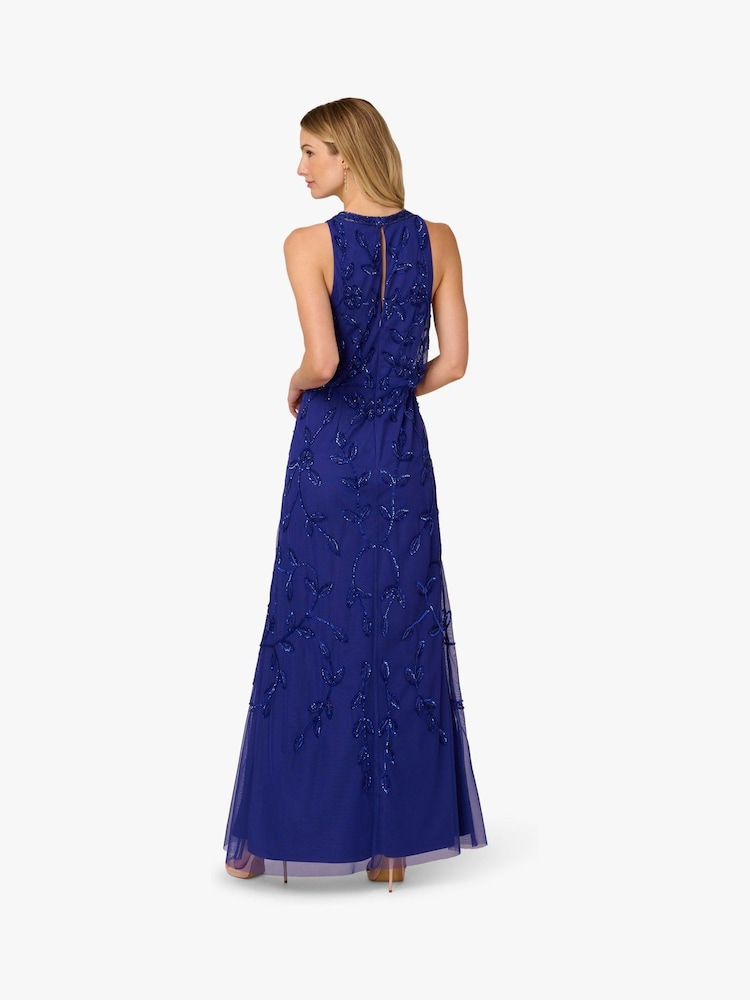 Adrianna Papell Blue Blouson Bead Long Dress - Image 2 of 6