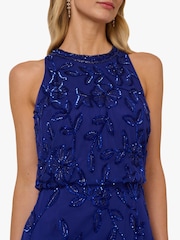 Adrianna Papell Blue Blouson Bead Long Dress - Image 4 of 6