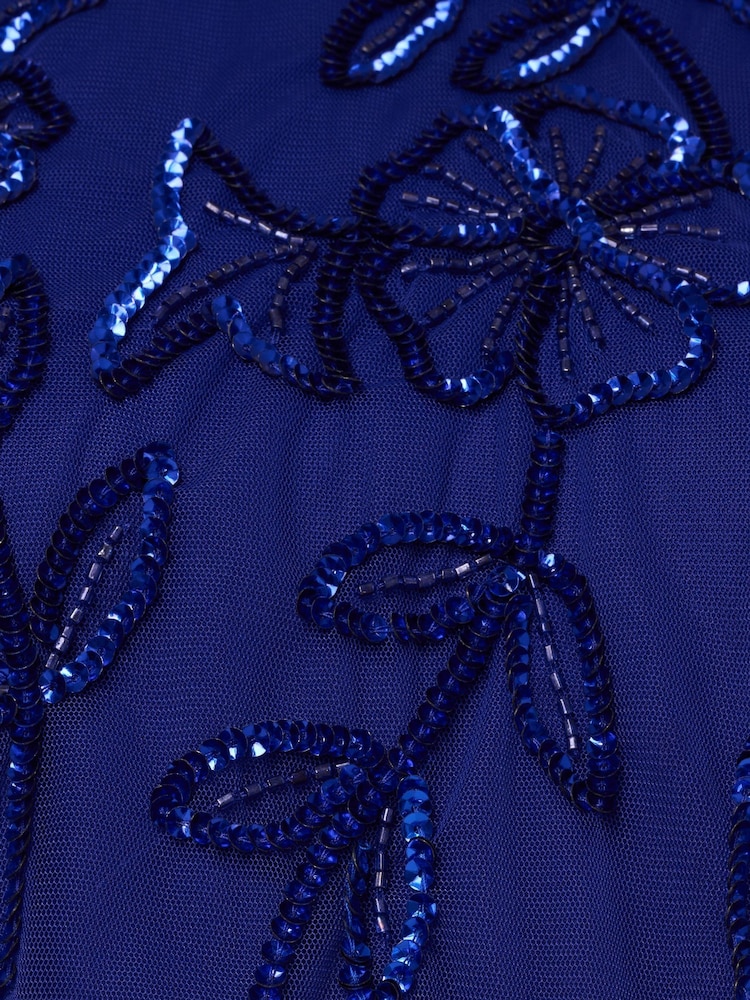 Adrianna Papell Blue Blouson Bead Long Dress - Image 6 of 6