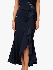 Adrianna Papell Blue Studio Beaded Crepe Halter Gown - Image 4 of 5