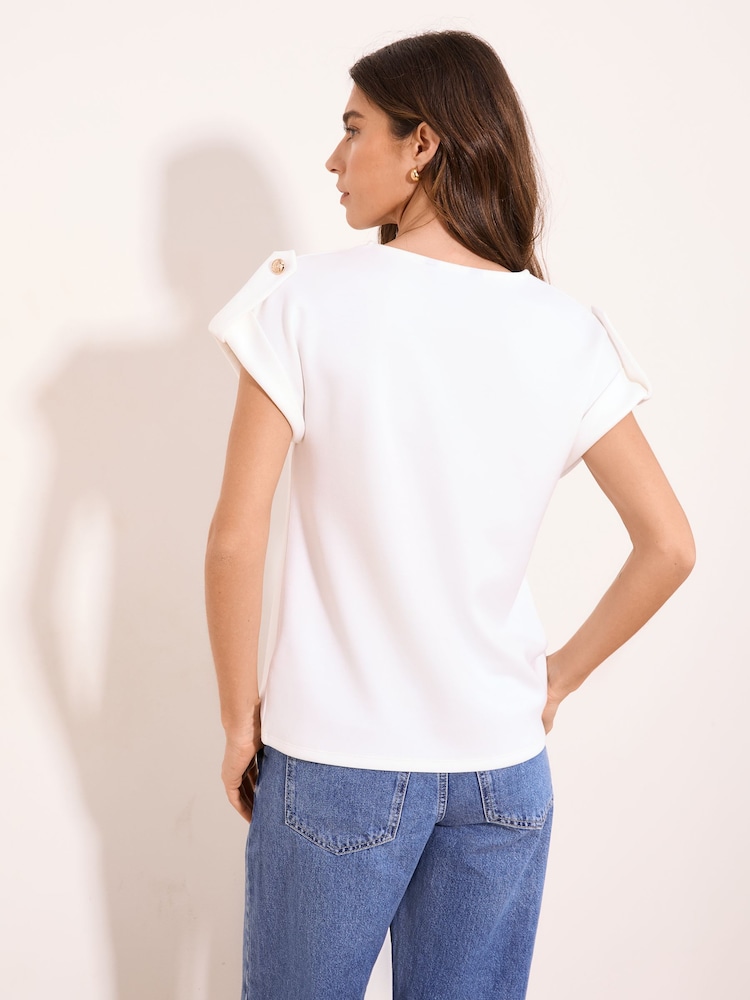 Lipsy White Miliatry Detail T-Shirt - Image 4 of 4
