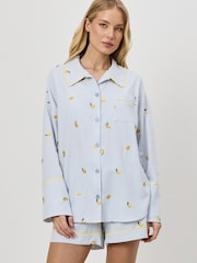 Aruelle Blue Lenora Embroidered Striped Short Pyjamas Set - Image 1 of 3