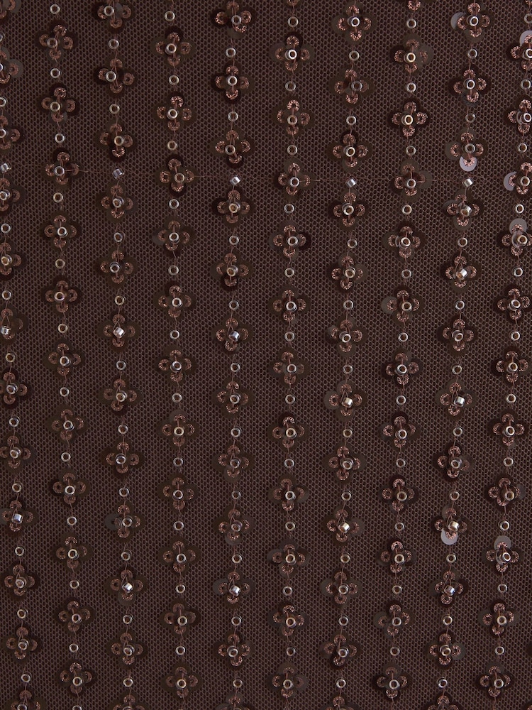 Abercrombie & Fitch Brown Backless Strapless Tie Back Beaded Maxi Dress - Image 2 of 2