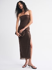 Abercrombie & Fitch Backless Strapless Tie Back Beaded Maxi Dress - Image 3 of 9