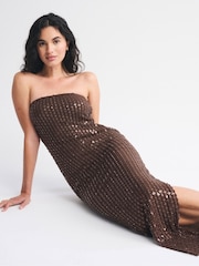 Abercrombie & Fitch Backless Strapless Tie Back Beaded Maxi Dress - Image 4 of 9