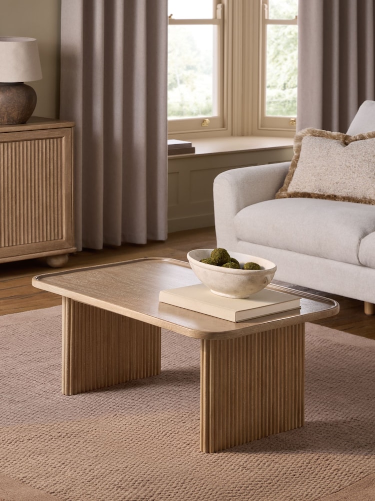 Mid Natural Bourton Solid Mango Wood Coffee Table - Image 1 of 7 Mid Natural Bourton Solid Mango Wood Coffee Table - Image 1 of 7