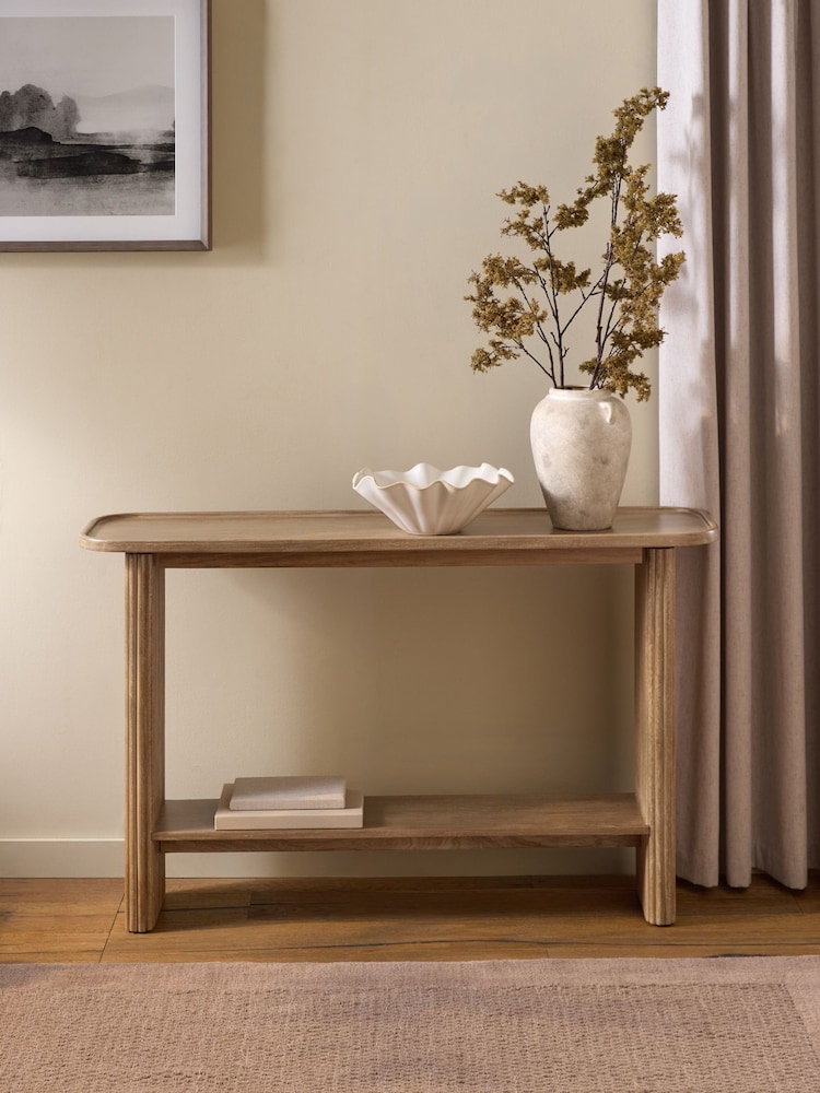 Mid Natural Bourton Solid Mango Wood Console Table - Image 2 of 8 Mid Natural Bourton Solid Mango Wood Console Table - Image 2 of 8