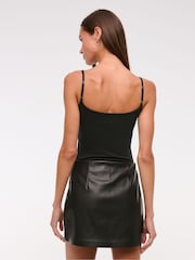 Abercrombie & Fitch Black Faux Leather High Rise Skort - Image 2 of 7