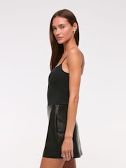 Abercrombie & Fitch Black Faux Leather High Rise Skort - Image 4 of 7