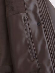 Abercrombie & Fitch Brown Faux Leather Long Puffer Jacket - Image 8 of 8