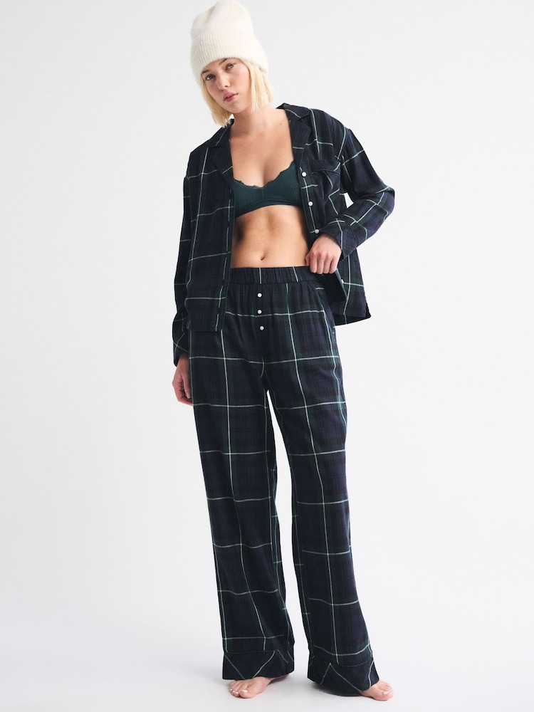 Abercrombie & Fitch Green Flannel Checkered Pyjama Trousers - Image 2 of 7 Abercrombie & Fitch Green Flannel Checkered Pyjama Trousers - Image 2 of 7