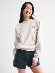 Abercrombie & Fitch Grey Ski Resort Sunday Mockneck Crew Neck Sweatshirt - Image 3 of 7