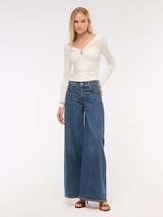 Abercrombie & Fitch Cream Off Shoulder Long Sleeved Top - Image 2 of 6