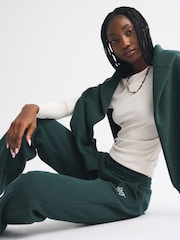 Abercrombie & Fitch Green Fleece Lined Logo Fleece Straight Joggers - Image 3 of 7