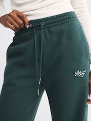 Abercrombie & Fitch Green Fleece Lined Logo Fleece Straight Joggers - Image 6 of 7