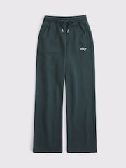 Abercrombie & Fitch Green Fleece Lined Logo Fleece Straight Joggers - Image 7 of 7